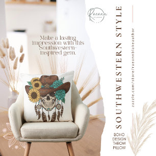 Coussin jeté crâne de style boho du sud-ouest