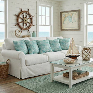 Coussin jeté cristaux d'océan Aqua