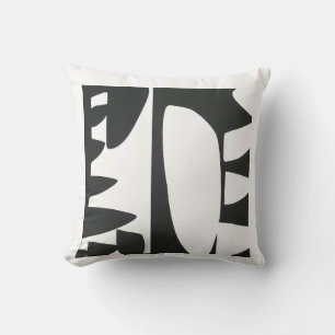Coussin Jeté de bloc de couleur abstrait noir et blanc