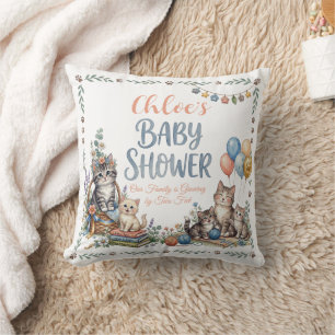 Coussin jeté de cadeau de thème de chat de douche