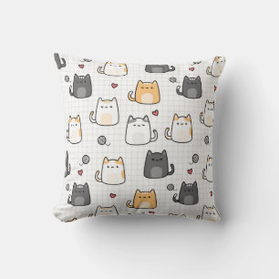 Coussin jeté de chat mignon Kawaii