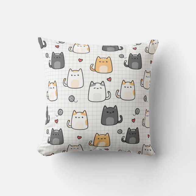 Coussin jeté de chat mignon Kawaii (Recto)