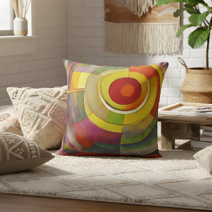 Coussin Jeté de fine art géométrique abstrait avec anneaux