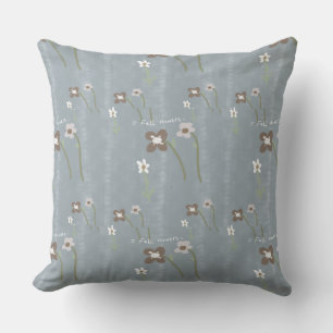 Coussin jeté de fleurs d'automne – Motif floral bl