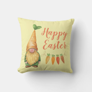Coussin jeté de gnome de Pâques mignon jaune