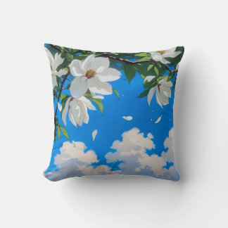Coussin jeté de la série Florale — Magnolia blanc