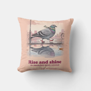 Coussin jeté de style aquarelle au pigeon avec éch