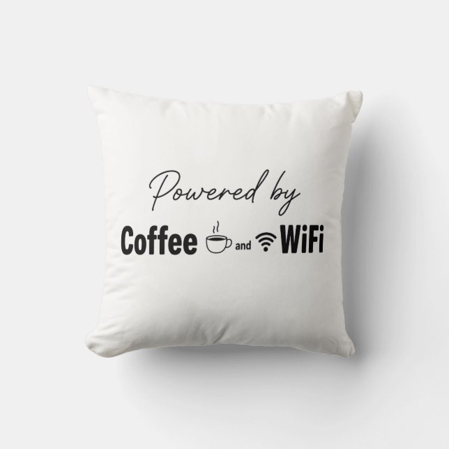 Coussin jeté drôle alimenté par le café et le wifi citatio (Recto)