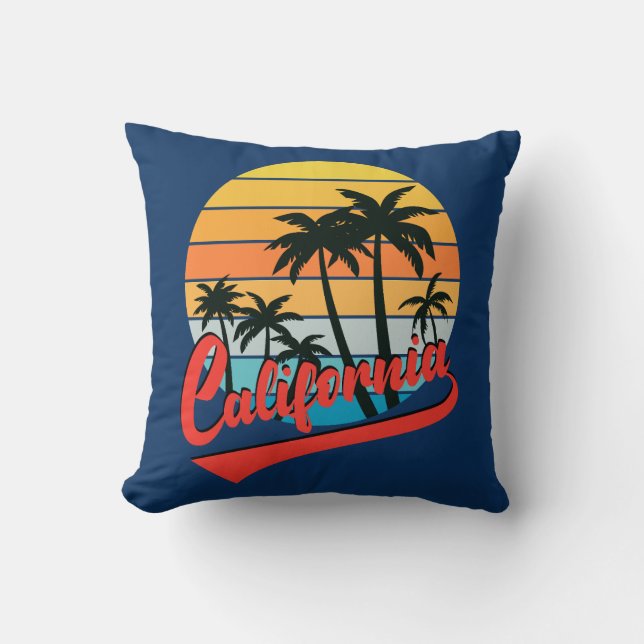 Coussin jeté du coucher de soleil rétro californie (Recto)