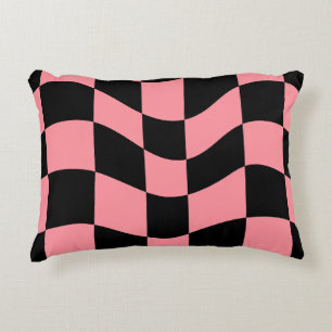 Coussin jeté échiquier déformé - Rétro psychédéliq