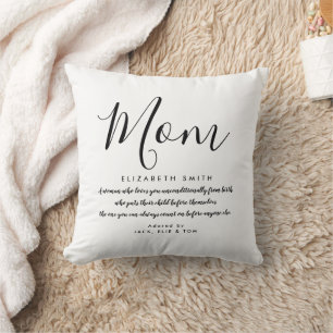 Coussin jeté élégant noir et blanc avec citation p