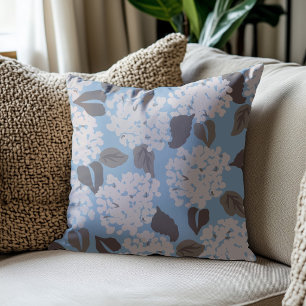 Coussin jeté en hydrangea bleu poussiéreux
