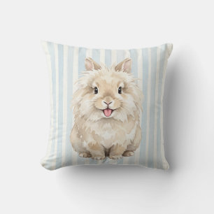 Coussin jeté en lapin Lionhead aquarelle