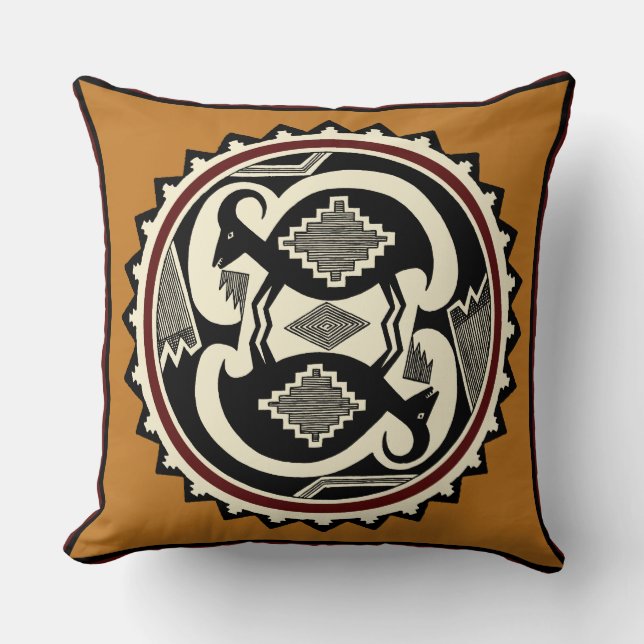 Coussin jeté Esprits tribaux Mimbres (Recto)