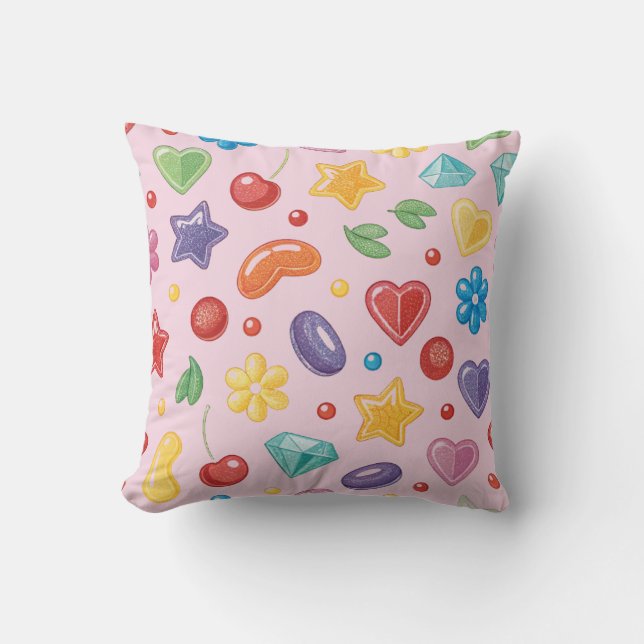 « Coussin jeté étoile en bonbons colorés » (Recto)