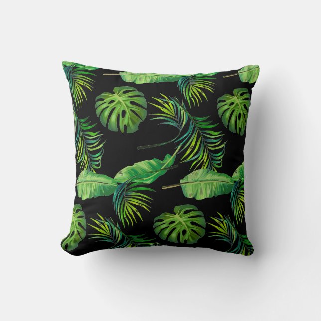 Coussin Jeté - Feuilles Tropicales (Recto)