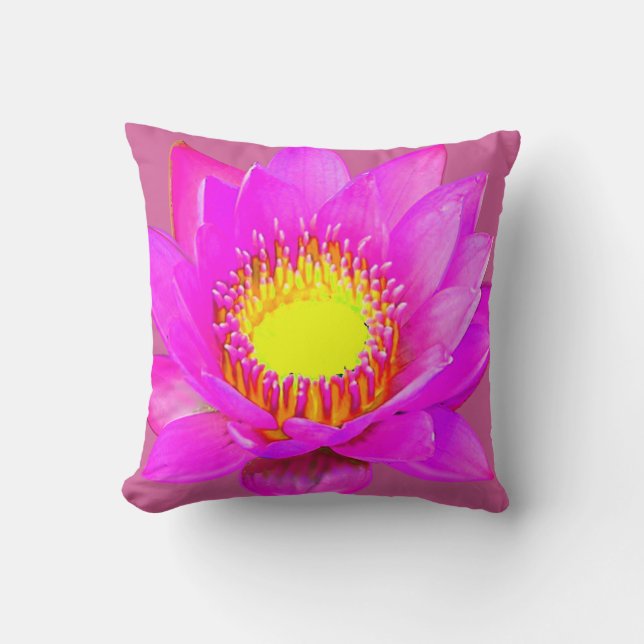 Coussin jeté fleur de lotus rose (Recto)