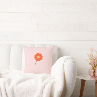 Coussin jeté fleur rétro minimaliste