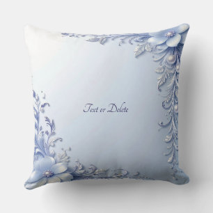 Coussin Jeté Fleurs Ornementales Bleues avec Perle