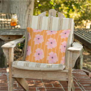 Coussin Jeté Fleurs Roses Et Rayures