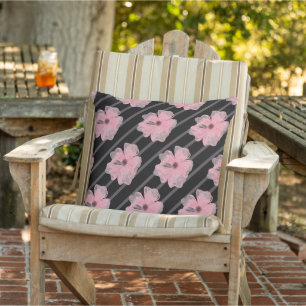 Coussin Jeté Fleurs Roses Et Rayures