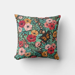 Coussin jeté floral bohème