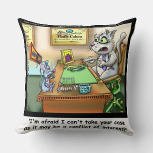 Coussin jeté "Fluffy Cohen" Chat/Avocat drôle