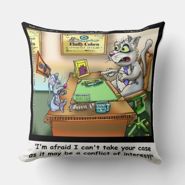Coussin jeté "Fluffy Cohen" Chat/Avocat drôle (Recto)