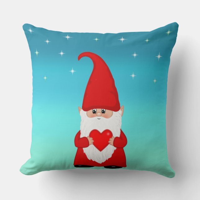 Coussin jeté Gnome de Noël mignon (Recto)