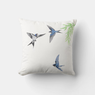 coussin jeté hirondelle imitant la broderie