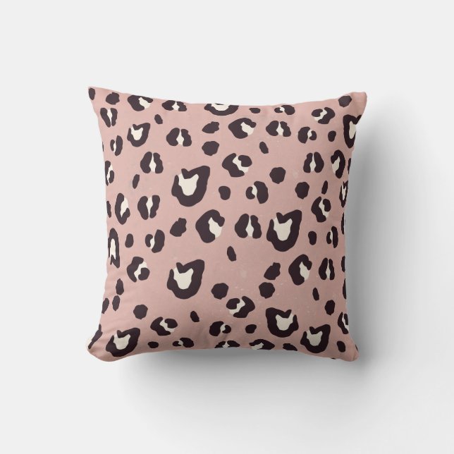 Coussin jeté imprimé animal rose (Recto)