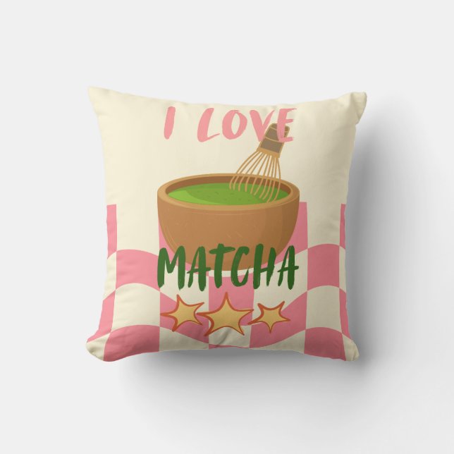 Coussin jeté J'adore Matcha | Coussin Kawaii Match (Recto)
