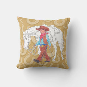 Coussin Jeté Jeune Cow-Boy et Cheval