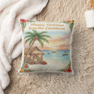 Coussin jeté 'Joyeuses Fêtes des Caraïbes'