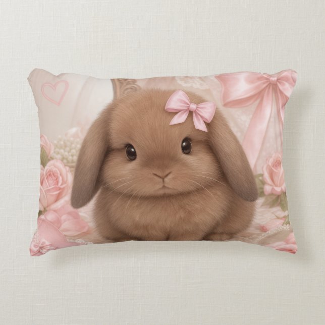 coussin jeté lapin coquette rose  (Devant)