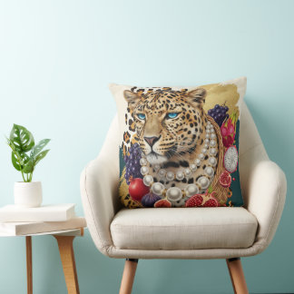 Coussin jeté Léopard Éclectique avec Perles, Chic