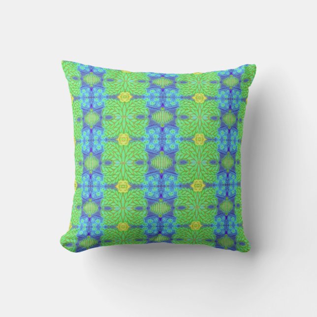 Coussin jeté lime et myrtille (Recto)