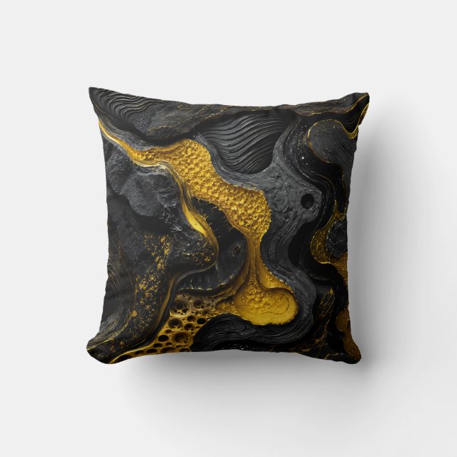 Coussin Jeté luxe noir et or Moderne Accent Texturé (Recto)