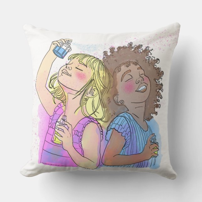 Coussin jeté meilleures amies parfum (Recto)