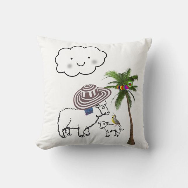 Coussin Jeté Mouton Palmier (Recto)
