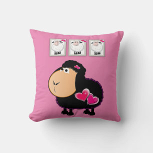 Coussin Jeté Moutons Roses Cœurs Roses