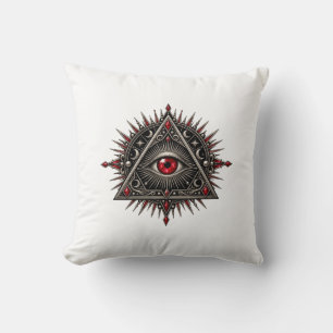 Coussin Jeté Œil d'Obsidienne Écarlate