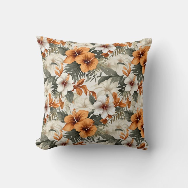 Coussin jeté Palmiers Floraux Tropicaux (Recto)