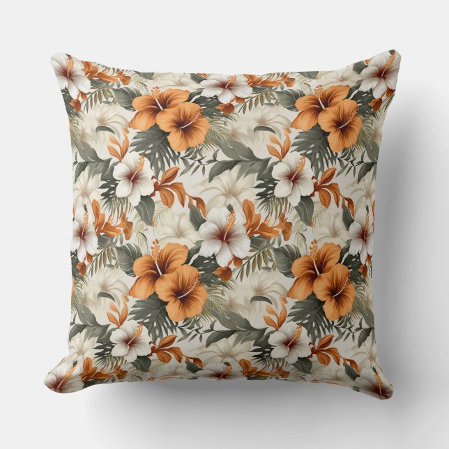 Coussin jeté Palmiers Floraux Tropicaux (Recto)
