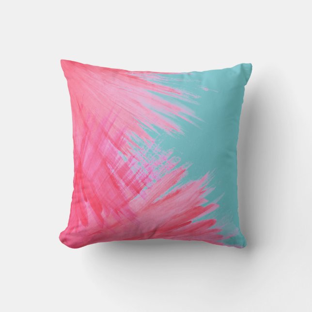 Coussin Jeté - Peinture Rose Abstraite (Recto)