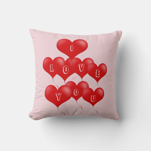 Coussin jeté pour la Saint-Valentin – Cœurs & Rose (Recto)