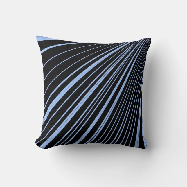 Coussin Jeté Rayé Bleu Noir (Recto)