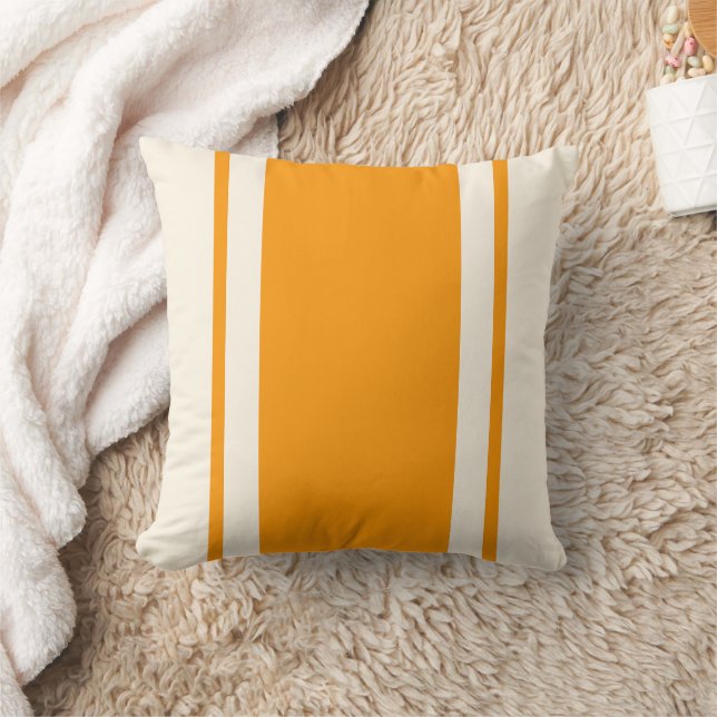Coussin jeté rayé côtier – Orange et Crème (Couverture)