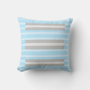 Coussin jeté rayé gris bleu pâle