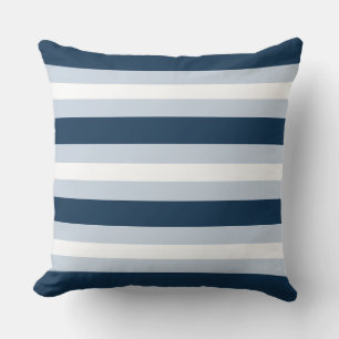 Coussin jeté rayures bleues et blanches